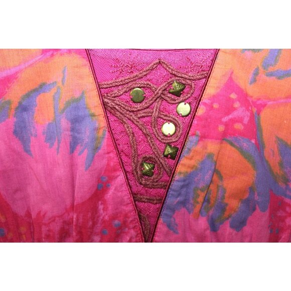 FREE PEOPLE Bohemian Floral 100% Cotton Summer Dress in Fuchsia - Size 4 - Picture 7 of 11